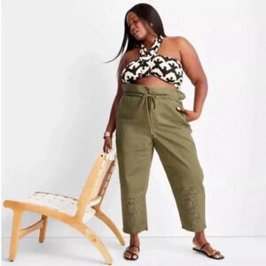 NWT Women's High-Waisted Eyelet Pants Future Collective with Jenny K Lopez Sz 22